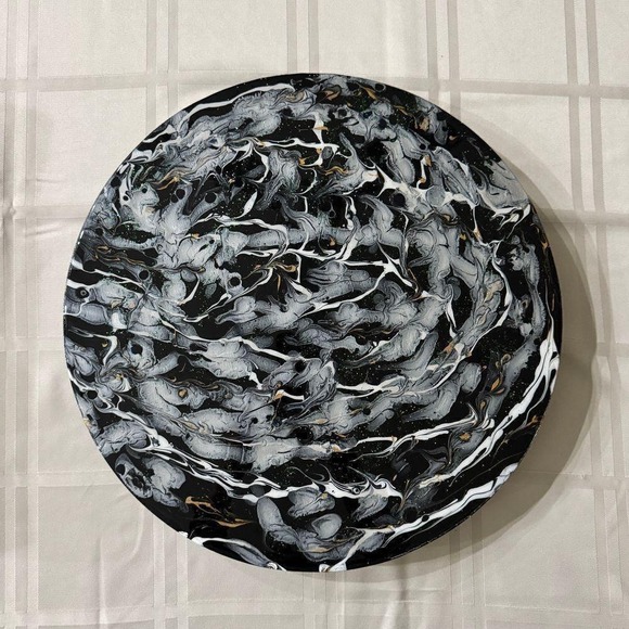 Other - Stunning 18" Handpainted Lazy Susan - Metallic Abstract Art